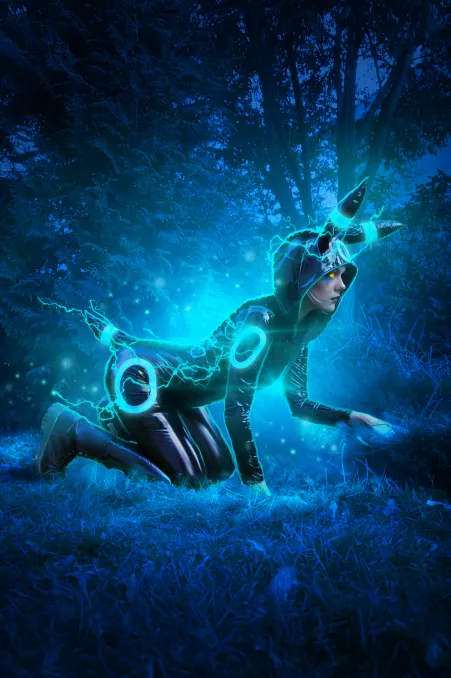Amazing photoediting of my Umbreon cosplay!!! Cosplayer u/LicoraMint photographer and photo editing u/MaxVagner inst in profile by LicoraMint