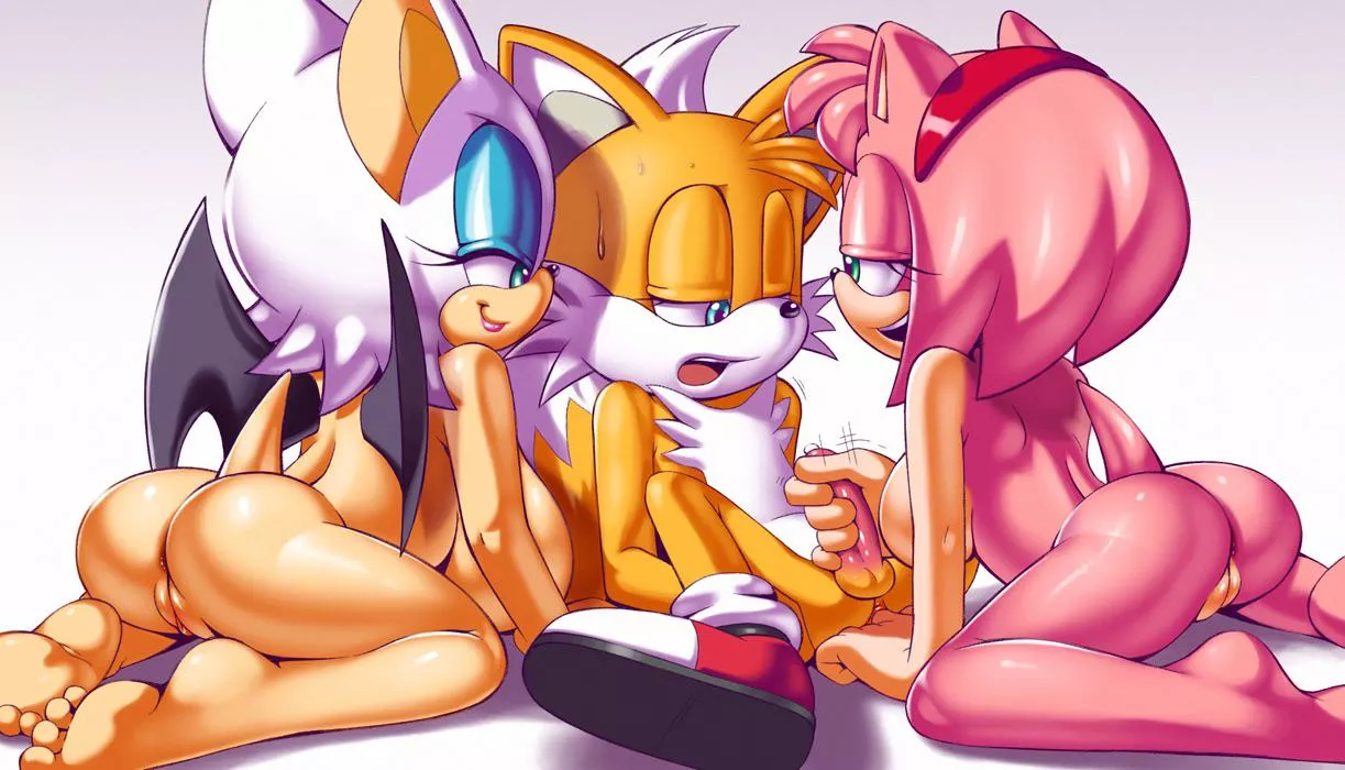 Amy and Rouge helping Tails feel all better! 😉 (Apostle) posted by ApertureDJ