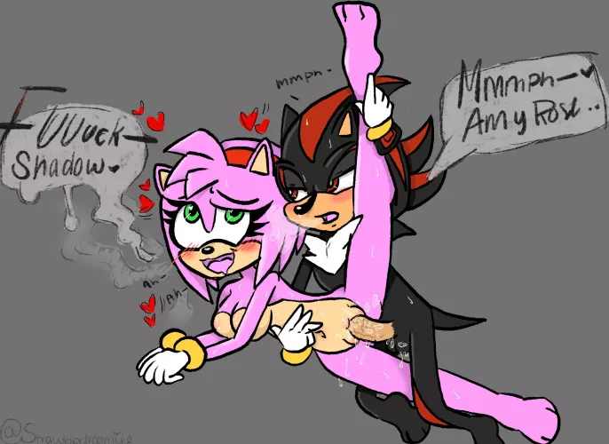 Amy & Shadow art by myself(Strawbbdreamiee) by AdditionalOwl7732