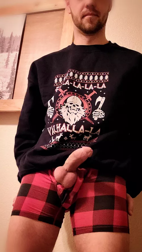 An ugly sweater and a beautiful cock? by hornycombatmedic
