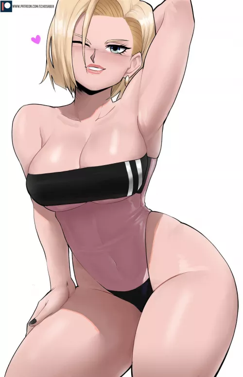Android 18 in a swimsuit (Echosaber) by Natsu_1000