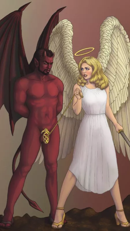 Angel and Devil (x-post from hentaichastity) by NotStPatrick