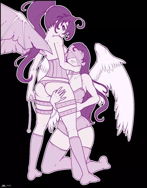 Angel and succubus playing by queshu22