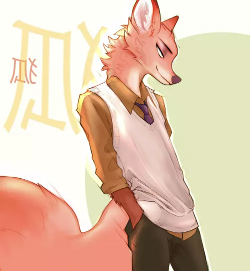 anime fox art by me (X4Ash -twitter) by AshX4
