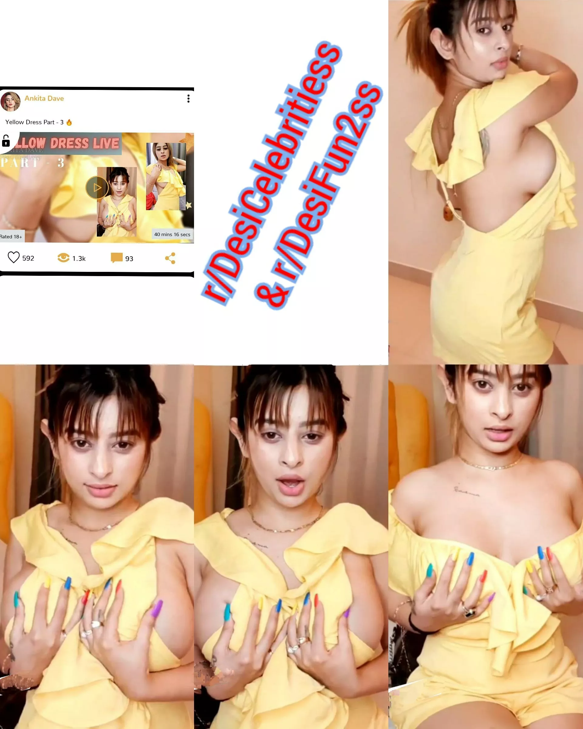 AnkitaDave | Yellow Dress | 3 videos (Download link in comments) posted by JOhnCnr009