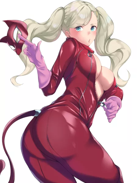 Ann Unzipping Her Suit (Black Mutou) [Persona] by sequence_string
