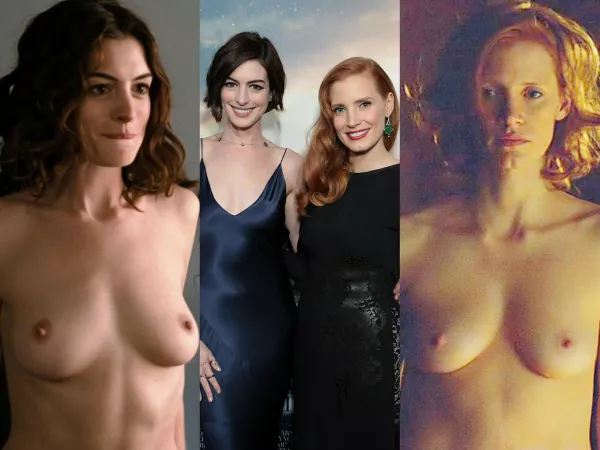 Anne Hathaway and Jessica Chastain on/off by steverenford666