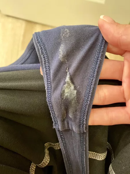 Annnnnnd it’s only been a few hours since wife sent me her last creamed panties….she sends me this while at work. She has to change panties a few times a day. Hungry pussy. by Squirt_hunter72