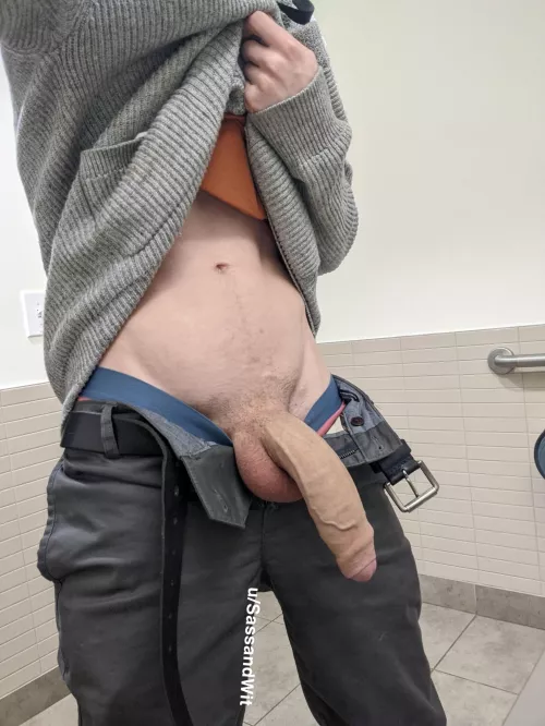 Another day at work, another pic of my semi hard cock by Sassandwit