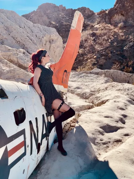 Another fun pic from the Ghost Town of Nelson Nevada. Next time I’m bringing the big pumps instead of flats, but garters are always a must! by Penny_LaneSD