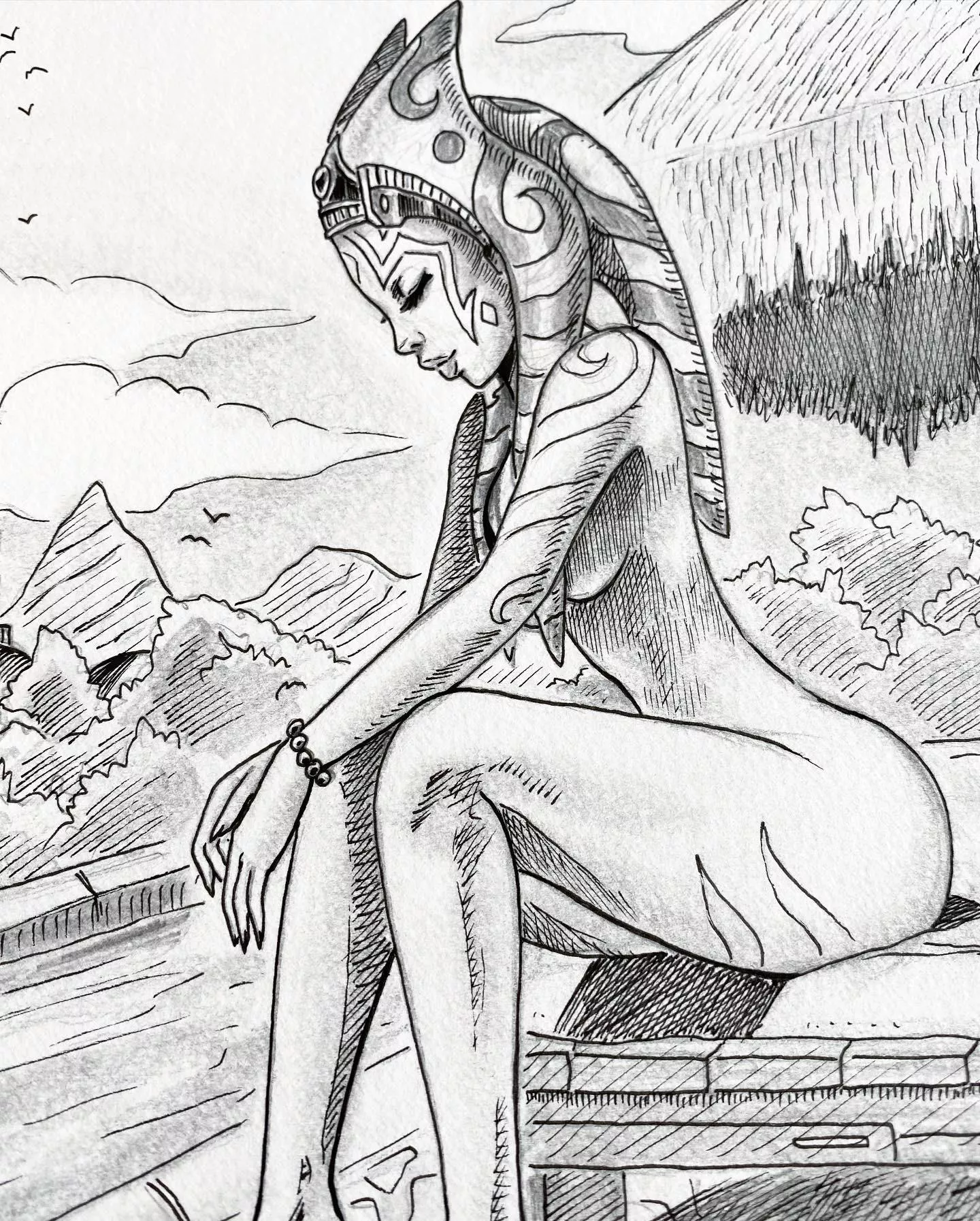 Another holiday drawing in turkiye 🇹🇷 Yesterday was raining so I stayed in the hotelroom and drew this sexy Niisha, chilling on the pool 🤓💦 (darko_tattoo) posted by Darko_tattoo