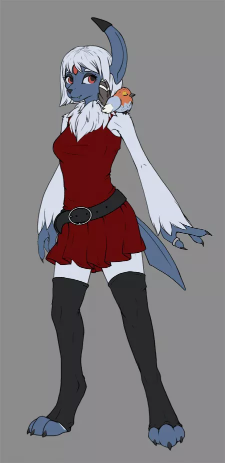 Another OC of mine, an anthro Absol! (art by me, @sneepydraws on Twitter) by IncrediblySneepy