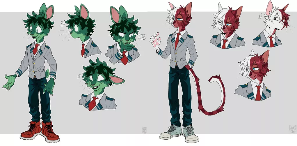 Anthro Deku and Shoto, by @DRAC0FELIS by Fanfic_Galore