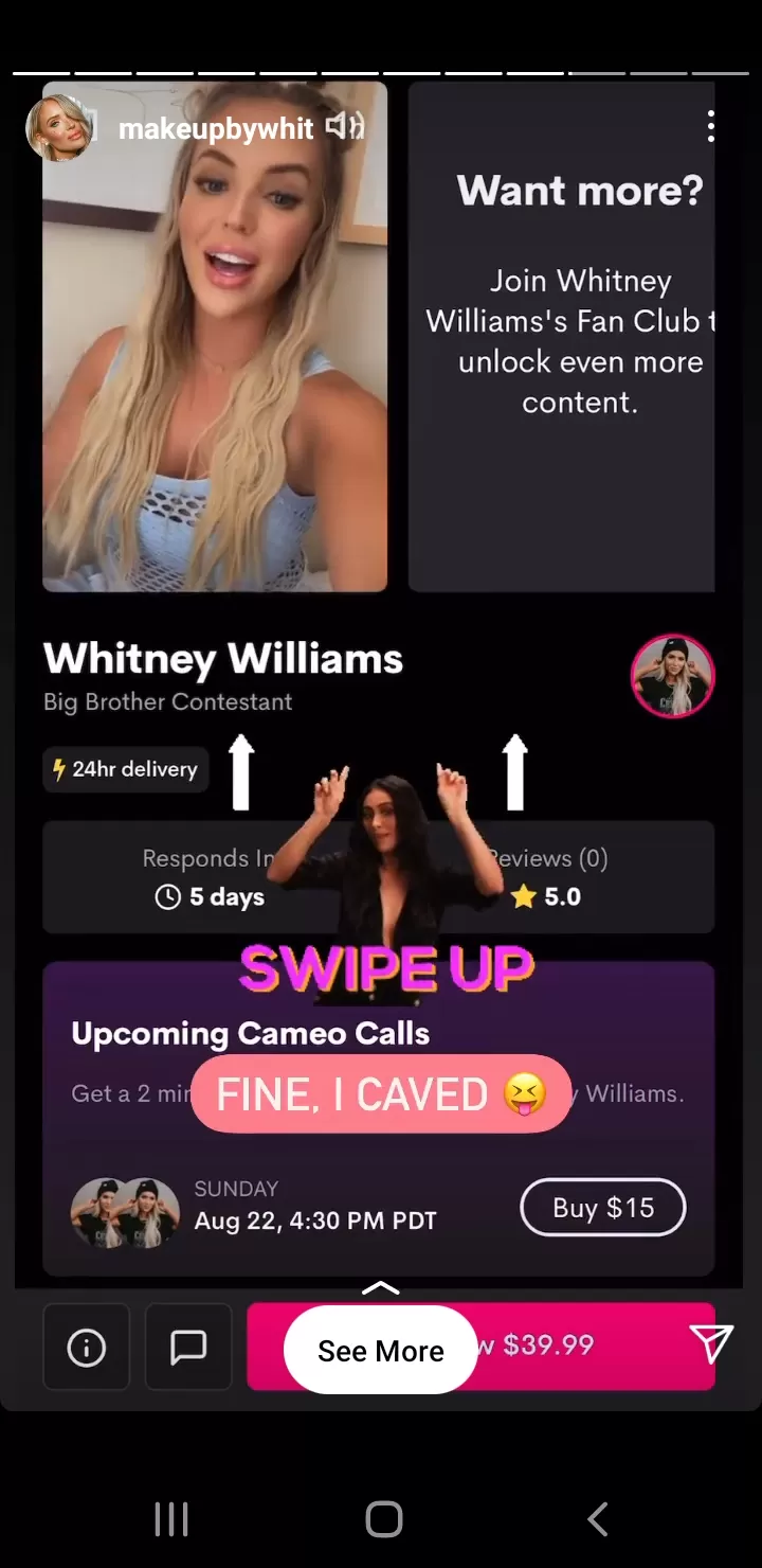 Anybody subscribe to Whitney's Cameo yet? What does she post? posted by Arizonafifth