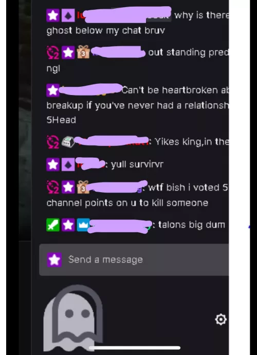 Anyone know why this ghost is below the chat bar? Will this effect the streamer in any way or is it some kind of error? by moonlightstrobes