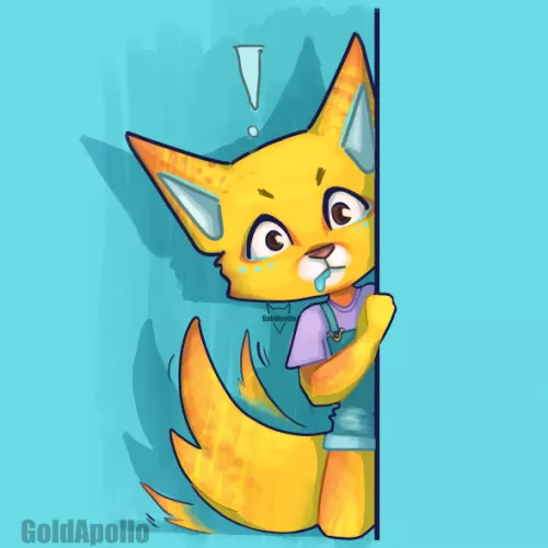 Apollo has caught you eating something yummy and wants a piece ! (art by me) by GoldApolloArt