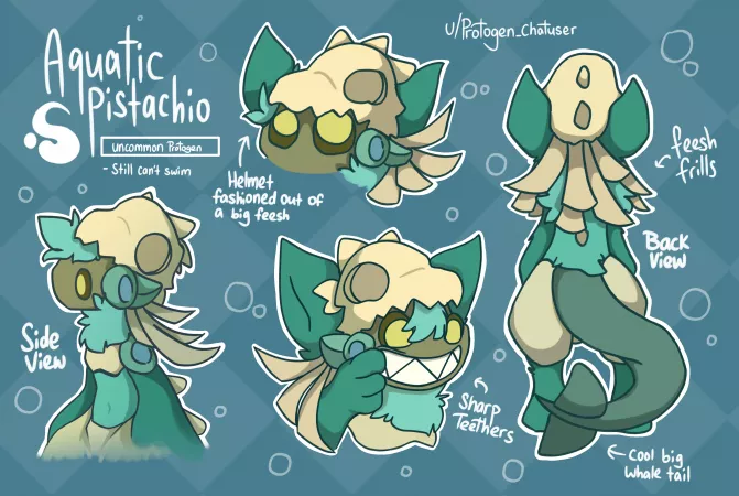 Aquatic version of my Protogen oc, Pistachio (art by me) by protogen_chatuser