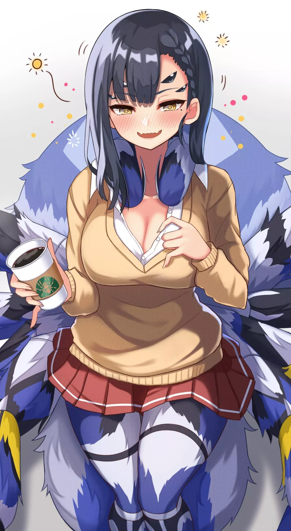 Arachne sipping coffee posted by MonmusuAficionado