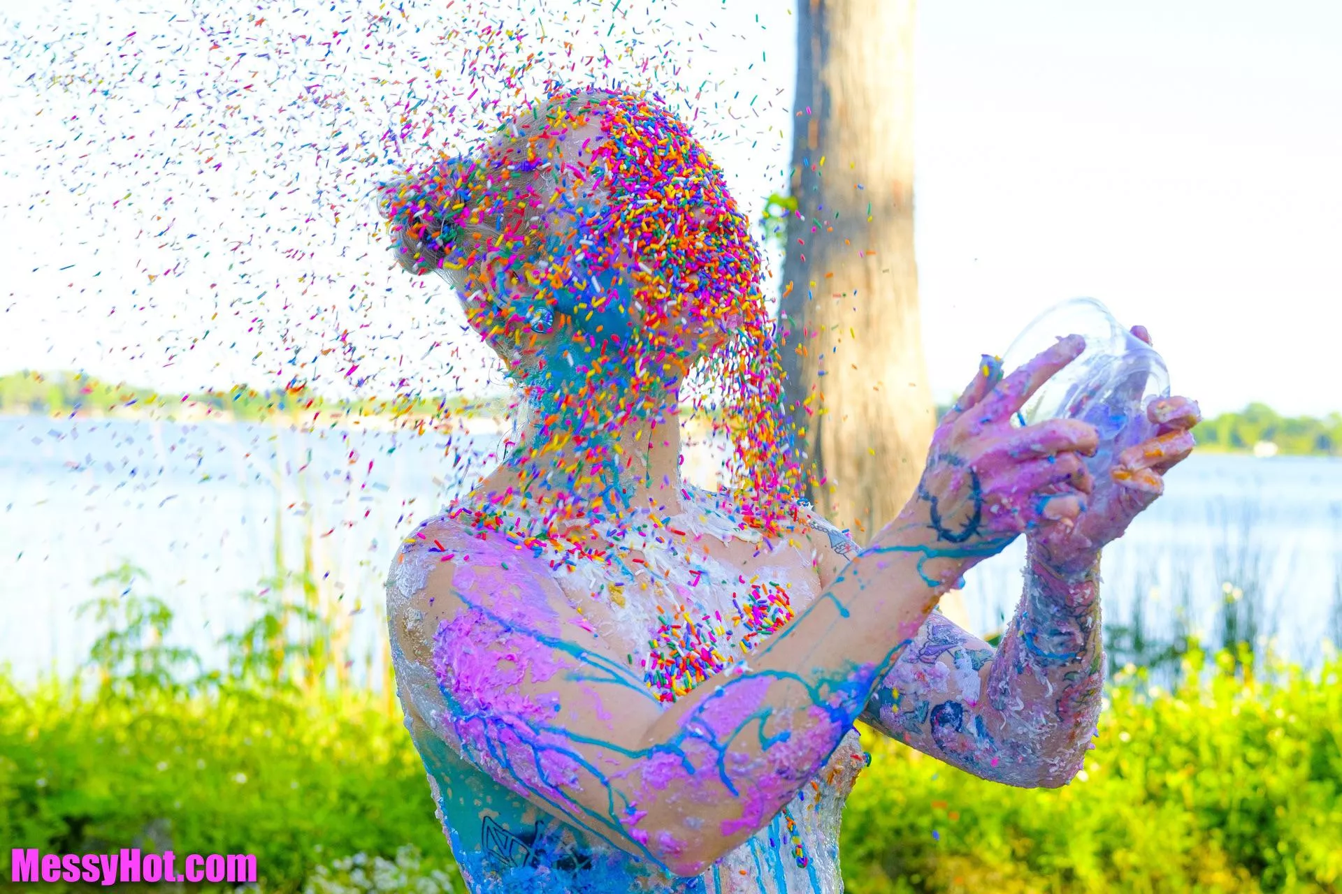 Ari blasts herself with sprinkles posted by MessyHot