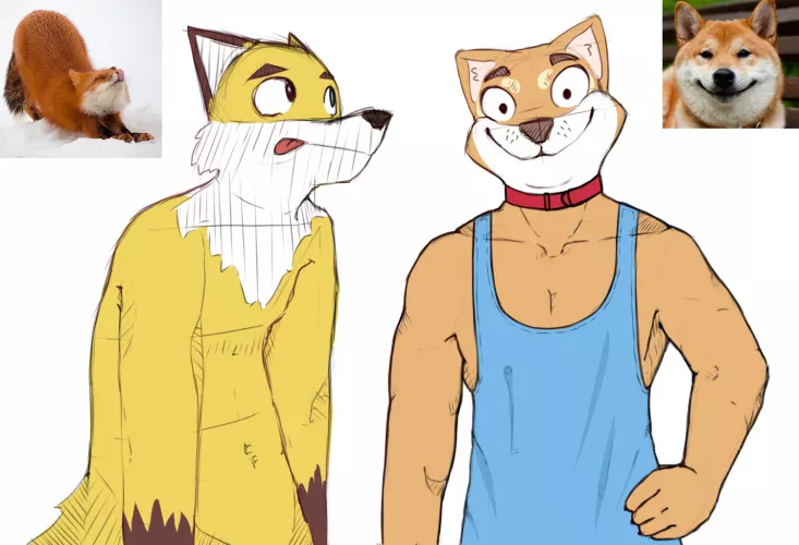 [ART] - [OC] Fox and Shiba [Cyvanok] by Cyvanok