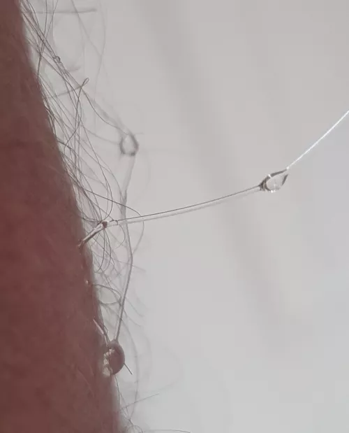 Artsy precum on my leg by GlenGrunt