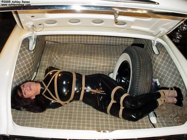 Ashley Renee - Black Catsuit, Tied up in the Trunk by dave-cohen