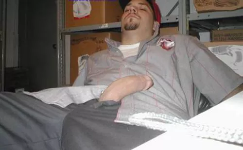 Asleep in the stockroom posted by menareamazing