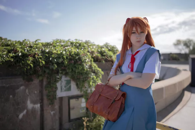 Asuka is waiting for you, she looks mad you made her wait. cosplay by maree.beam by lamoonlight