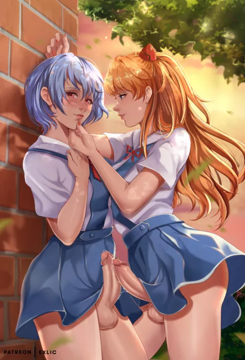 Asuka x Rei Secret Meeting (Exlic) [Evangelion] by sequence_string