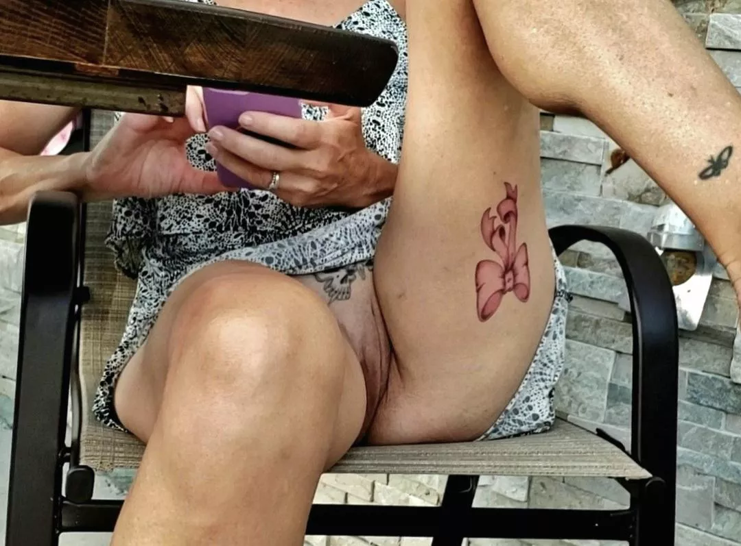 At sidewalk bar...showing too much??🤔 posted by FantasyMilf67