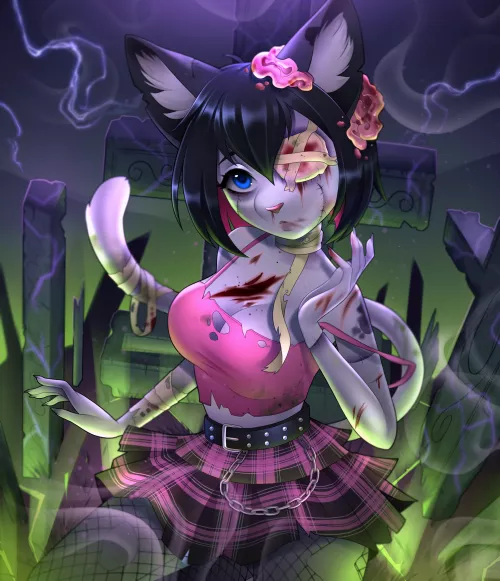 AT Zombie kitty (art by me - @sunnyygloss on Twitter) by SunnyHeartCom