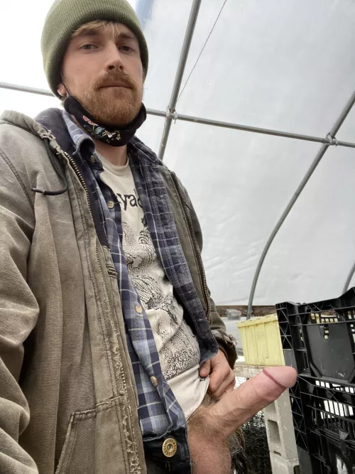 Ate an edible before coming to the farm so you know I had to crank one out in the greenhouse. by ph0rnik8