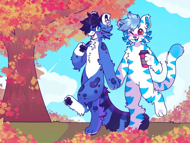 autumn~ 🍁🍂🍃<art by me @spookyfoxinc on twitter, commissioned by roman the tiger> by spookyfoxinc
