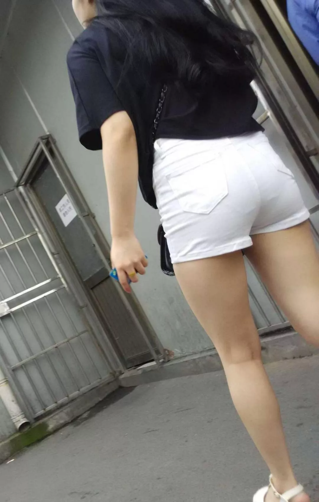 babe showing off her pantylines in white shorts posted by misosoupdrinker