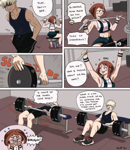 Bakugou flirts with Uraraka at the gym - part 1 (sillylittlepets) by sillylittlepets