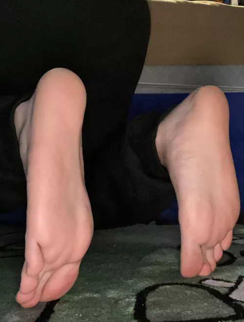 Bare soles and sweats , look how soft they look by Cslimfeet