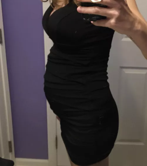 Barely squeezing into my little black dress 👗 by little-miss-gainer
