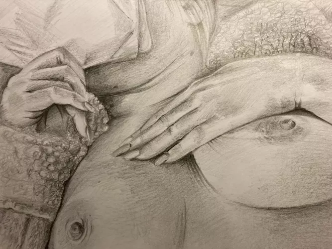 Bashful and beautiful - pencil on photocopy paper (oc) a commission by _Devizer