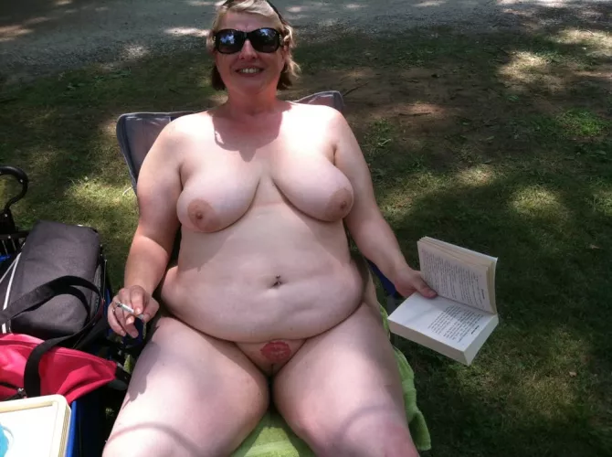 BBW enjoying a book in the buff by Udderluvr2020