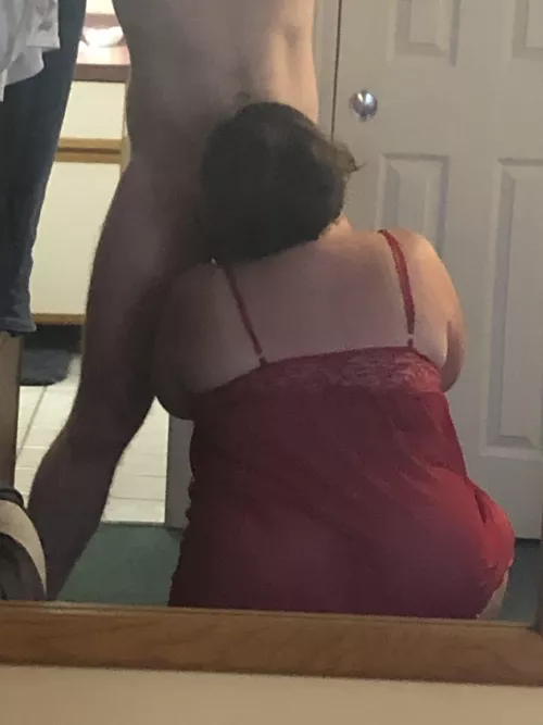 BBW hotwife, 10 years older, throating my cock before I fuck her at a hotel on lunch break in Worcester, MA. She then returned to her office. Her husband loved this pic. by BostonViking
