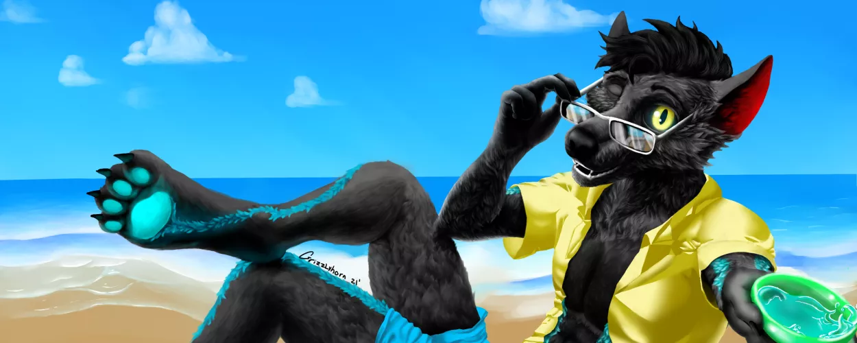 Beach banner commission for @RealValcrye on twitter (Art by me - @grizzly_horn on twitter - reposted in correct format) by grizzlyhorn