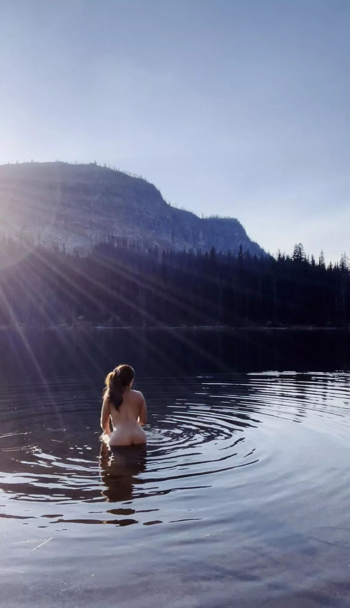 Beautiful day, lake to myself… just need a hiking buddy to bend me over on one of these boulders. posted by AshtonOutWest