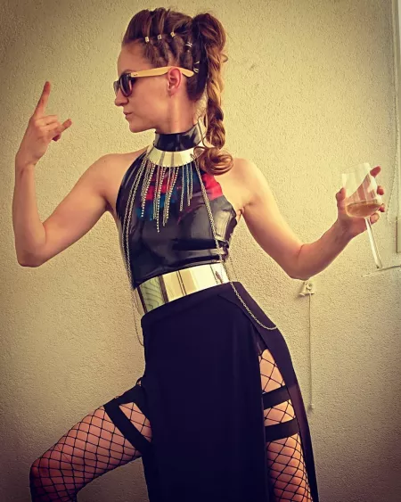 Beautiful girl - beautiful latex / normal cloth / stocking combination | See more of her here: https://www.instagram.com/pipsahoops/ by BobRoss235