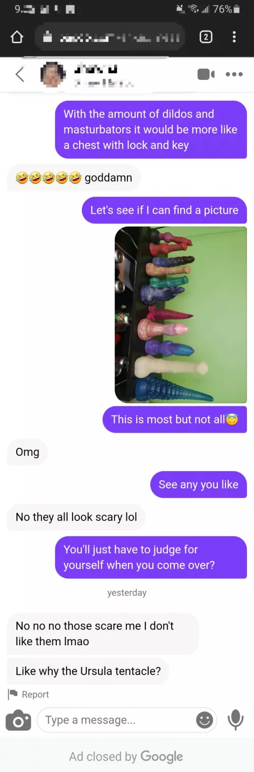 Been chatting with this wonderful girl about my bd collection. but not sure what to say next. any suggestions? by Jmanchef