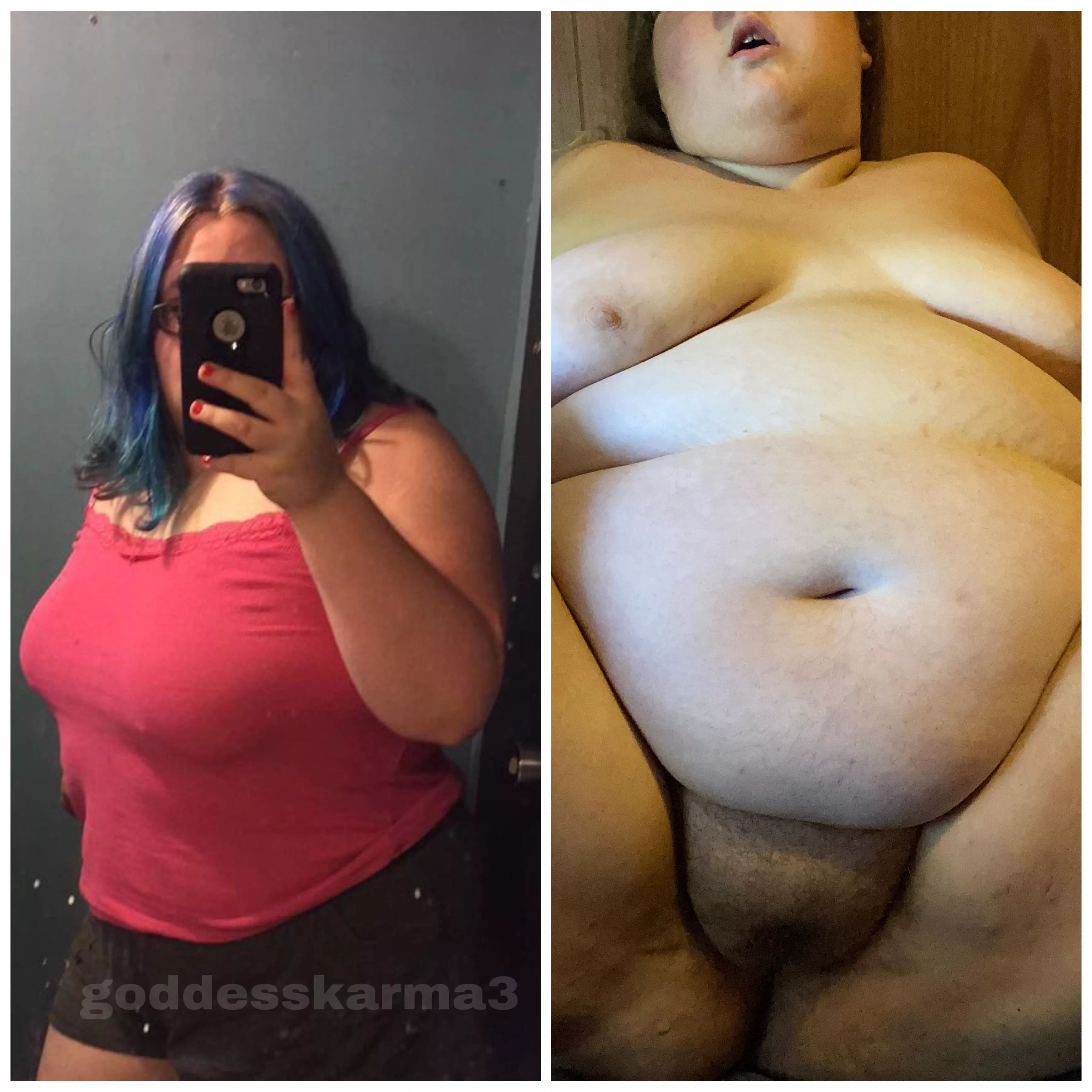 before & after ❤️ do you like my weight gain? posted by goddesskarma3