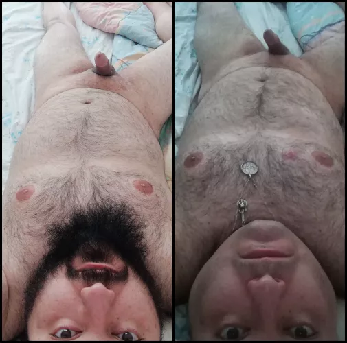 Before and after / I lost my beard to a shaving accident. by weirdsex1