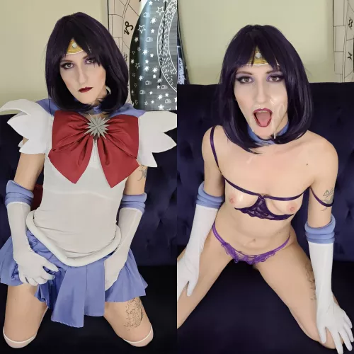 Before and after my Sailor Saturn cosplay shoot 😊 by FlameNymph