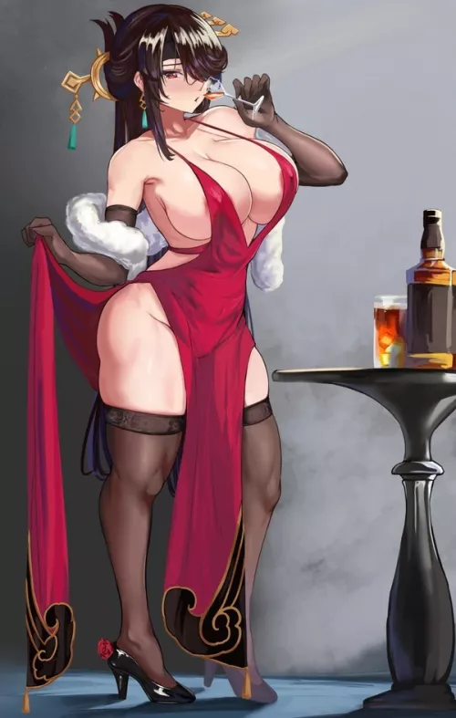 Beidou having a drink (Loooyd) [Genshin Impact] by queshu22