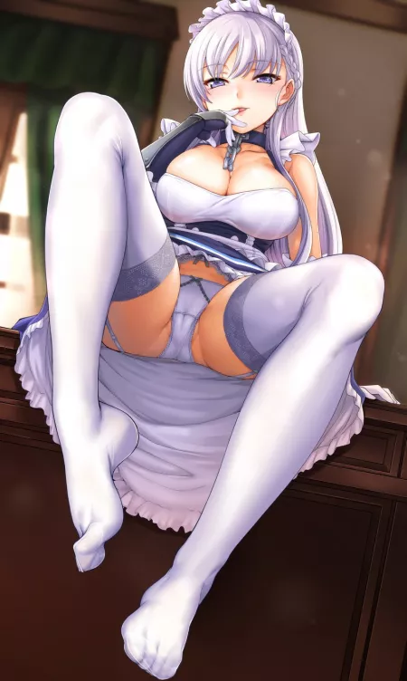 Belfast showing off her panties (ipuu (el-ane koubou)) [Azur Lane] by Shart_Shark