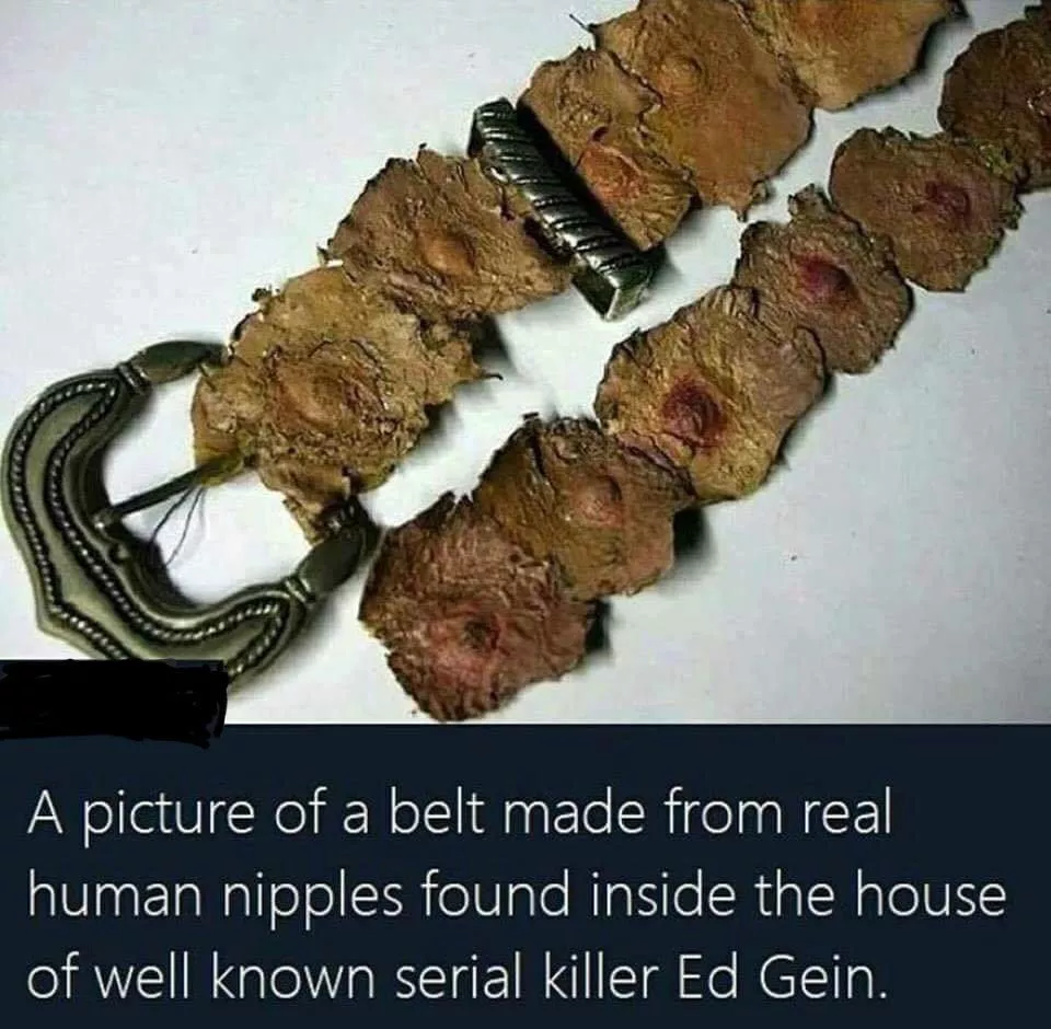 Belt made out of human nipples posted by PlacentaOnOnionGravy